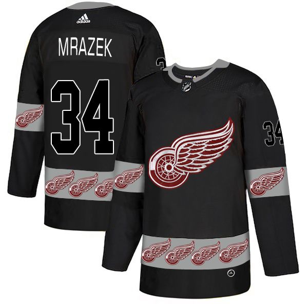 Men Detroit Red Wings #34 Mrazek Black Adidas Fashion NHL Jersey->detroit red wings->NHL Jersey